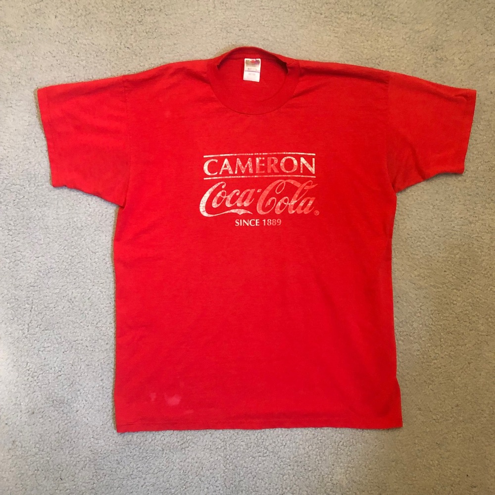 VTG Y2K Cameron Coca Cola Red Graphic T-Shirt Fruit of the Loom XL
